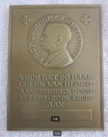 Penning Prof. Dr. Karl Landsteiner voor 60 maal bloed geven. beschikbaar voor biedingen