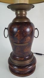 Antieke tafellamp, houten basis uit 1886, nieuwe kap. S5, Tweedehands verkoop, Gebruikt, Ophalen of Verzenden, Minder dan 50 cm
