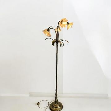 Vintage gouden lotus staanlamp / vloerlamp beschikbaar voor biedingen