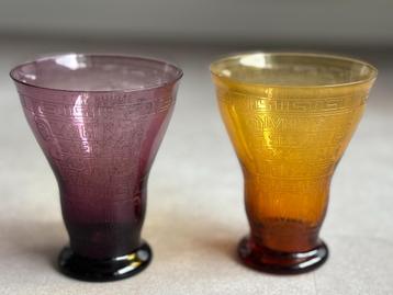 2 x Leerdam glas olympische spelen 1928 Amsterdam  beschikbaar voor biedingen
