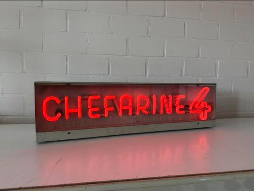 Oude chefarine 4 reclame neon lamp licbtbak geen emaille, Verzamelen, Merken en Reclamevoorwerpen, Gebruikt, Lichtbak of (neon) lamp