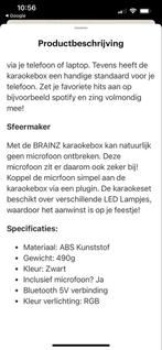 Brainz Karaoke Boombox met Microfoon - Bluetooth, Ophalen of Verzenden, Nieuw, Complete set
