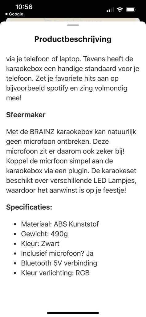 Brainz Karaoke Boombox met Microfoon - Bluetooth, Audio, Tv en Foto, Karaoke-apparatuur, Nieuw, Complete set, Ophalen of Verzenden