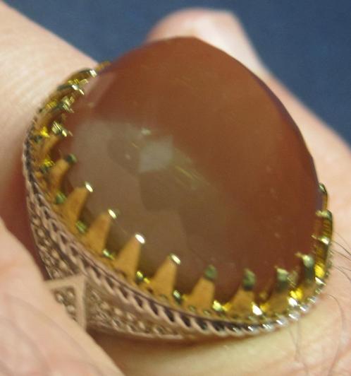 Zonnesteen %100 natuurlijk design zilver ring zeer zeldzaam, Sieraden, Tassen en Uiterlijk, Ringen, Zo goed als nieuw, Dame of Heer
