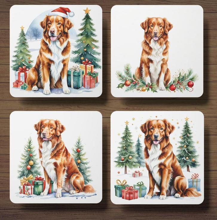 Toller Kerst onderzetters met houder, Huis en Inrichting, Woonaccessoires | Onderzetters, Nieuw, Glas of Kopje, Verzenden