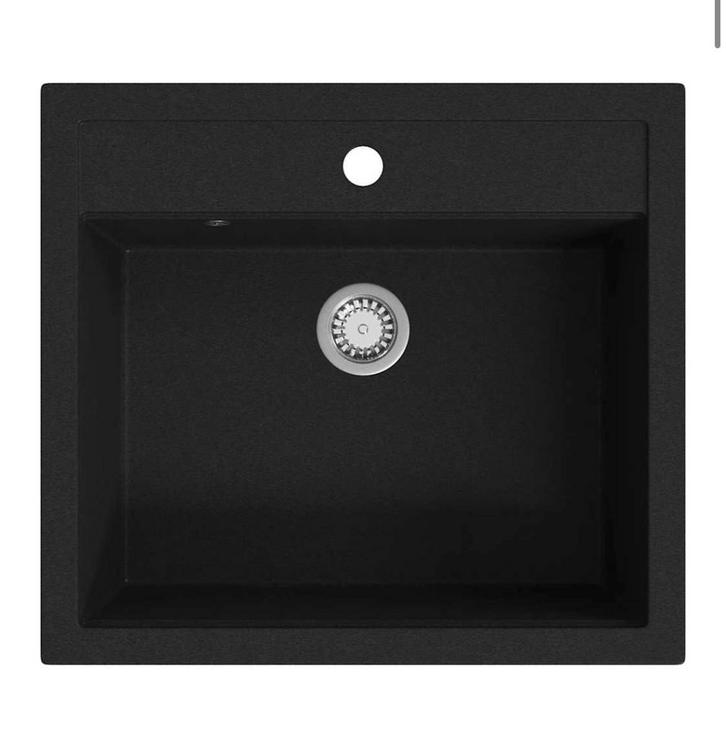 Gootsteen enkele bak graniet zwart, nieuw in doos, Huis en Inrichting, Keuken | Keukenelementen, Zo goed als nieuw, Minder dan 100 cm