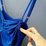 Madeleine viscose jurk kobaltblauw geribbeld front M-L 35864, Kleding | Dames, Blauw, Maat 42/44 (L), Madeleine, Ophalen of Verzenden