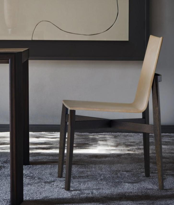 8x Molteni 'who' Stoel (np. €1500), Huis en Inrichting, Stoelen, Gebruikt, Vijf, Zes of meer stoelen, Hout, Leer, Overige kleuren