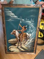 Indiaan met paard, doek in lijst, Huis en Inrichting, Schilderij, Zo goed als nieuw, Ophalen, 75 cm of meer
