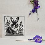 Dubbele kaart met envelop handgemaakt linosnede 15x15 cm, Ophalen of Verzenden, Nieuw