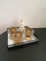 Waxinelichtjes houders met dienblad, Huis en Inrichting, Woonaccessoires | Dienbladen, Ophalen of Verzenden, Zo goed als nieuw