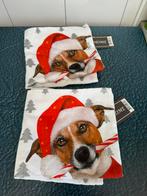 NIEUW! 2 Kussen slopen kerst 40x40 met hond, Diversen, Kerst, Ophalen of Verzenden, Nieuw