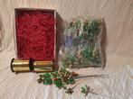 Verpakking Kerst, raffia, goud cadeaulint en bloemdecoratie, Verzenden, Gebruikt, Versiering, Kerst of Sinterklaas