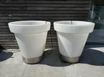 LED bloempot WIT medium (2 stuks)!, Tuin en Terras, Ophalen, Kunststof, 40 cm of meer, Rond