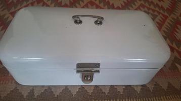 Vintage Broodtrommel - Wit emaille  beschikbaar voor biedingen