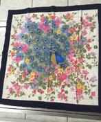 Vintage Sjaal tas Pauwenmotief pauw blauw roze geel, Kleding | Dames, Ophalen of Verzenden, Gedragen