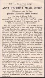 Otten Anna 1889 Tilburg 1956, Ophalen of Verzenden, Bidprentje