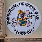 Vintage sticker TROS radio 3 donderdag de beste dag Toontje, Ophalen of Verzenden, Zo goed als nieuw
