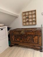 Antique Chinese Hand Carved Camphor Wood Travelling Trunk, 1, Ophalen, Minder dan 50 cm, 100 tot 150 cm, 50 tot 75 cm