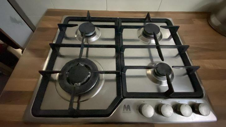 Gaskookplaat - 4 pits, Witgoed en Apparatuur, Fornuizen, Gebruikt, Inbouw, Gas, 4 kookzones, Minder dan 85 cm, 60 cm of meer, Ophalen