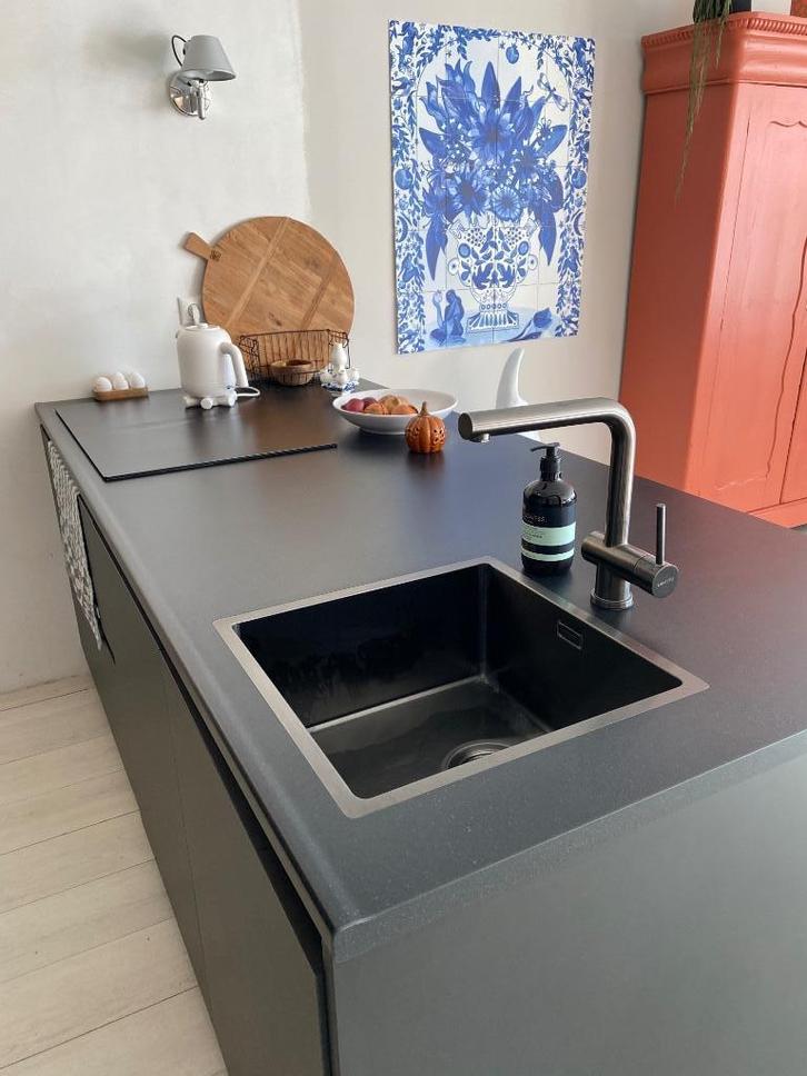Zo goed als nieuw aanrechtblad Bruynzeel, spoelbak en kraan, Huis en Inrichting, Keuken | Keukenelementen, Zo goed als nieuw, Minder dan 100 cm