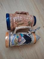 2 stenen bewerkte bierpullen 1m deksel, Ophalen of Verzenden, Pul(len), Overige merken