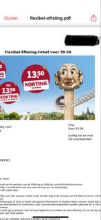 Efteling 3 toegangskaarten, Tickets en Kaartjes, Drie personen of meer, Ticket of Toegangskaart