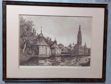 Ets Spanjaardsgat Breda met grote kerk, Cor van der Woerd  beschikbaar voor biedingen