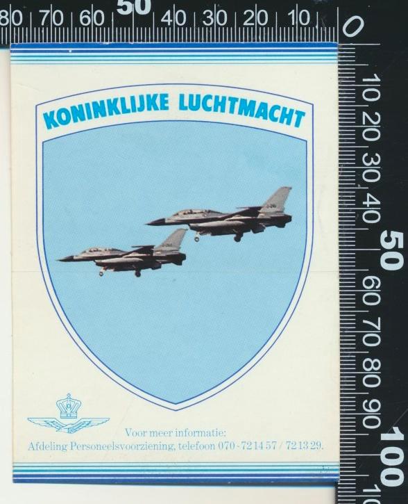 Sticker: Koninklijke Luchtmacht (2 Straaljagers), Verzamelen, Stickers, Zo goed als nieuw, Bedrijf of Vereniging, Verzenden