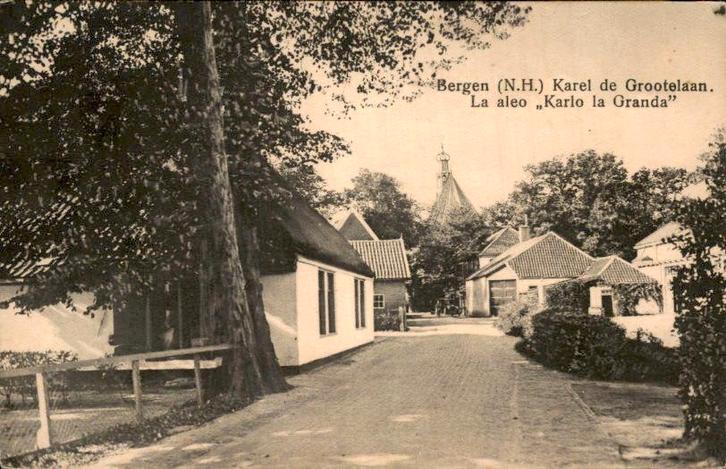 Bergen - Karel de Grootelaan, Verzamelen, Ansichtkaarten | Nederland, Gelopen, Noord-Holland, 1920 tot 1940, Ophalen of Verzenden