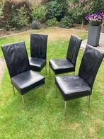 4 zwarte lederlook eettafelstoelen., Huis en Inrichting, Ophalen, Overige materialen, Gebruikt, Zwart
