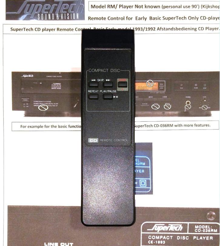 SuperTech CD Speler player Remote Control Afstandbediening, Audio, Tv en Foto, Afstandsbedieningen, Zo goed als nieuw, Origineel