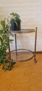Vintage ronde messing trolley / bar /serveerwagen, Ophalen, Gebruikt, Onbekend, Onbekend