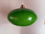 Vintage Groene Glazen Hanglamp Glas Kap Lamp, Vintage, Ophalen of Verzenden, Minder dan 50 cm, Glas