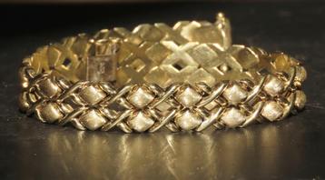 Gouden Vintage Blokschakel armband - 14 Kt.  beschikbaar voor biedingen