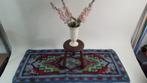 Vintage kleed, vloerkleed of tafelkleed, geknoopt. Blauw S11, Huis en Inrichting, Stoffering | Tapijten en Kleden, Tweedehands verkoop