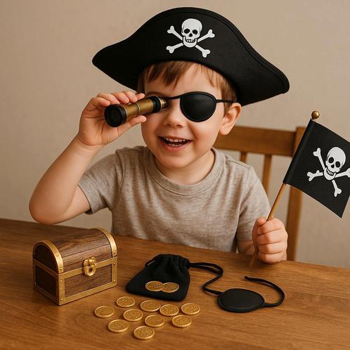 Piraten cadeauset – verkleedkit vol schatten!, Hobby en Vrije tijd, Feestartikelen, Nieuw, Feestartikel, Ophalen of Verzenden