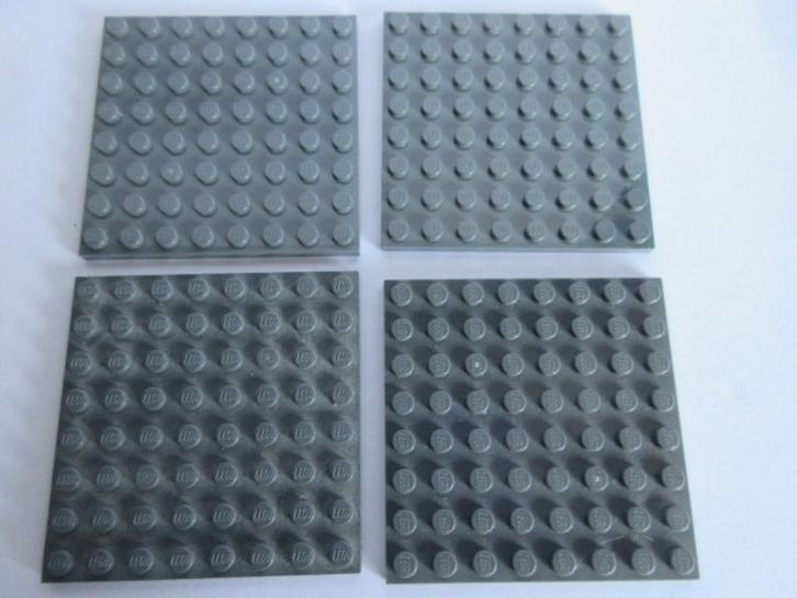 nr. 6894, 4 brede donkergrijze platen, 8x8. Verzenden kan., Kinderen en Baby's, Speelgoed | Duplo en Lego, Zo goed als nieuw, Lego