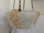 Art Deco hanglamp / schaallamp, oranje gewolkt glazen kap., Ophalen of Verzenden