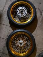 Supermoto Wielen - Haan/Michelin met remklauw adapter, Motoren, Ophalen, Gebruikt