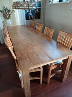 Massieve Eettafel + 8 Stoelen - 291x110cm, Ophalen of Verzenden