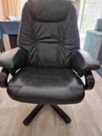 Leren draaistoel zwart, Huis en Inrichting, Fauteuils, Ophalen, Gebruikt, 50 tot 75 cm, Leer