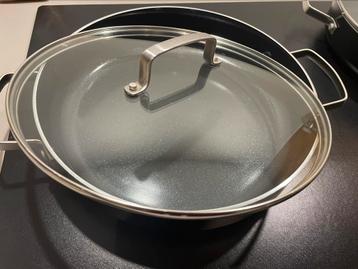 Greenpan hapjespan met deksel 28cm doorsnede in goede staat! beschikbaar voor biedingen