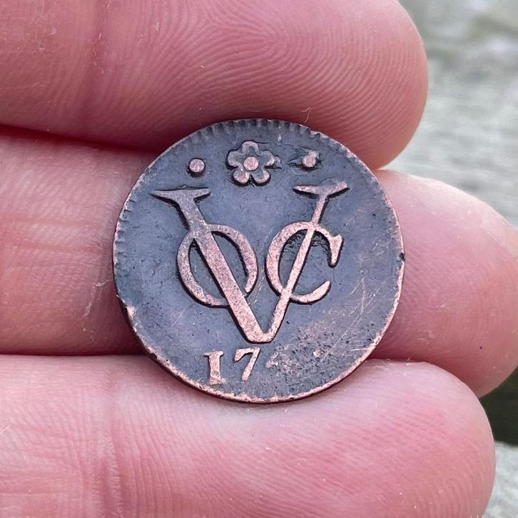 Voc duit Holland 174? - bodemvondsten - munt voc - duitje, Postzegels en Munten, Munten | Nederland, Overige waardes, Vóór koninkrijk