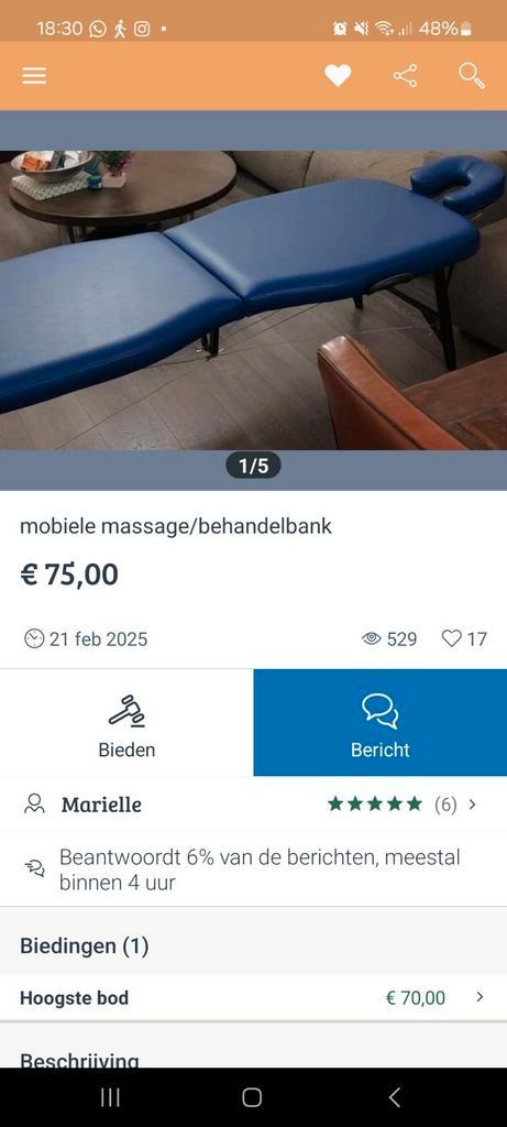 mobiele massagetafel, Sport en Fitness, Turnen, Nieuw, Materiaal, Kindermaat 122 t/m 140, Zwart, Ophalen of Verzenden