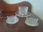 Antiek glas diamant motief peper en zoutstel, Ophalen of Verzenden