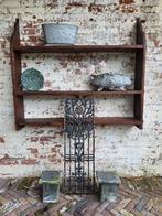 Antiek frans houten wandrek, schap/ allegonda, Ophalen