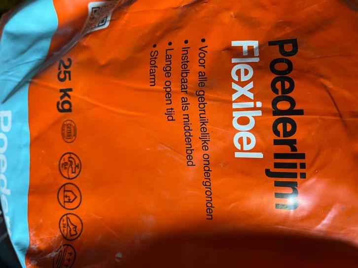 Poederlijm flexibel, Voegmiddel grijs en antraciet, Doe-het-zelf en Verbouw, Tegels, Nieuw, Vloertegels, Overige materialen, 60 cm of meer