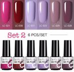 6stks stuks/set gellak 7ml. Nagels/ Nailart/ Nagelstyliste., Blauw, ., Nieuw, Ophalen of Verzenden