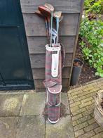 *** VINTAGE GOLFTAS MET 7 ANTIEKE GOLFSTICKS ***, Overige merken, Gebruikt, Ophalen of Verzenden